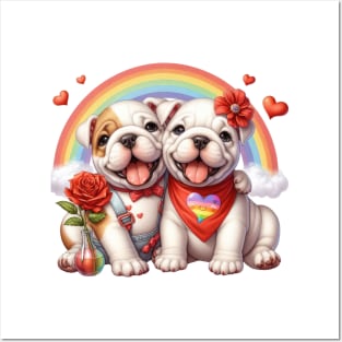 Valentine Bulldog Couple Posters and Art